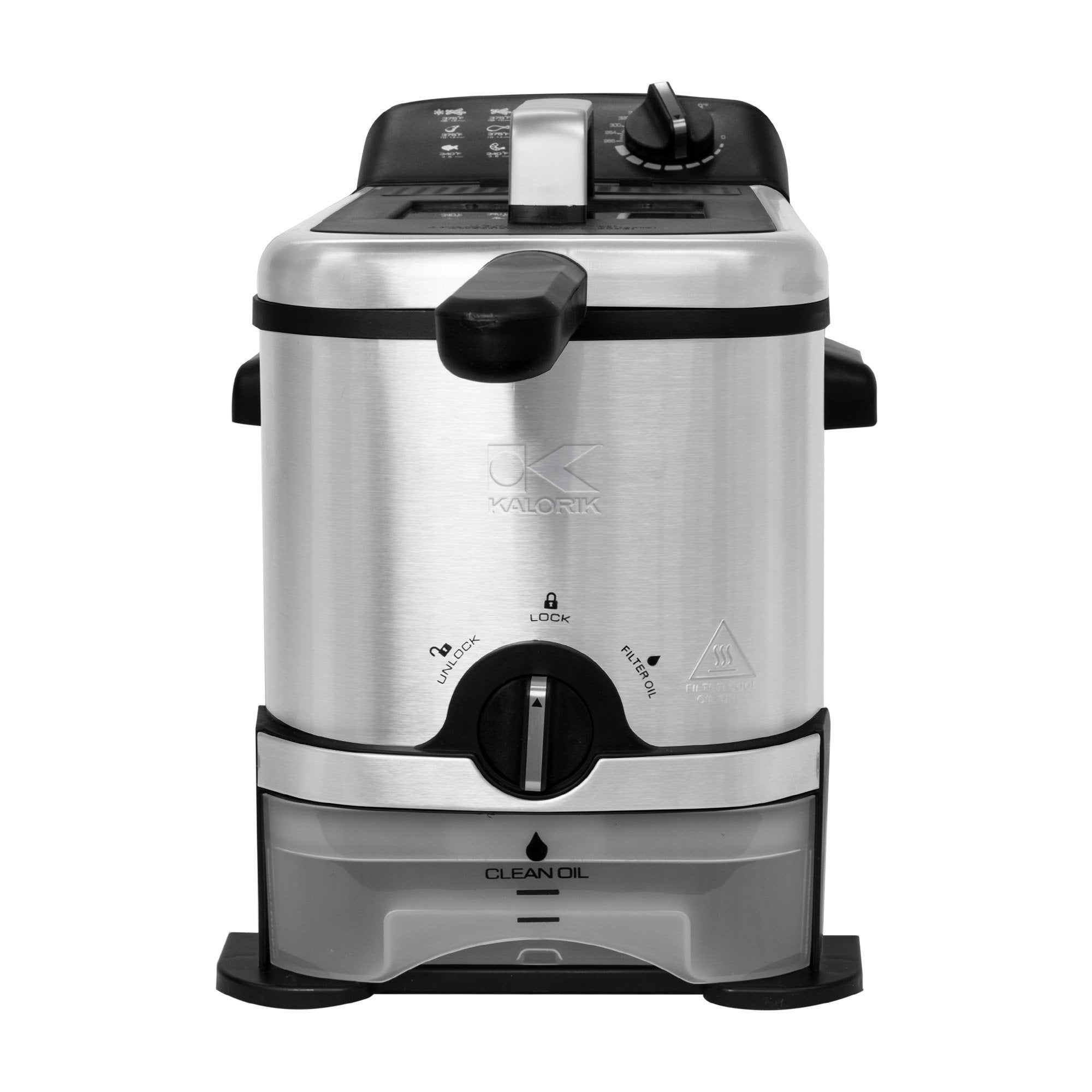 Kalorik 3.2 Quart Deep Fryer with Oil Filtration, Stainless Steel