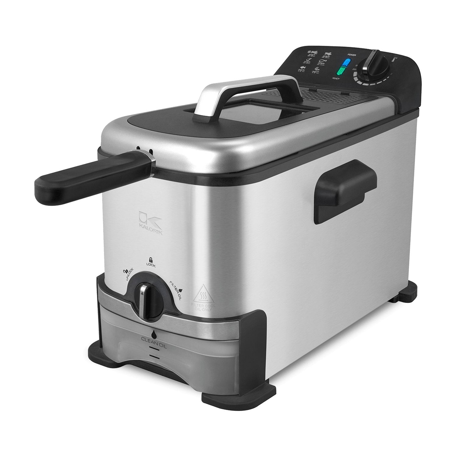 Kalorik 3.2 Quart Deep Fryer with Oil Filtration, Stainless Steel