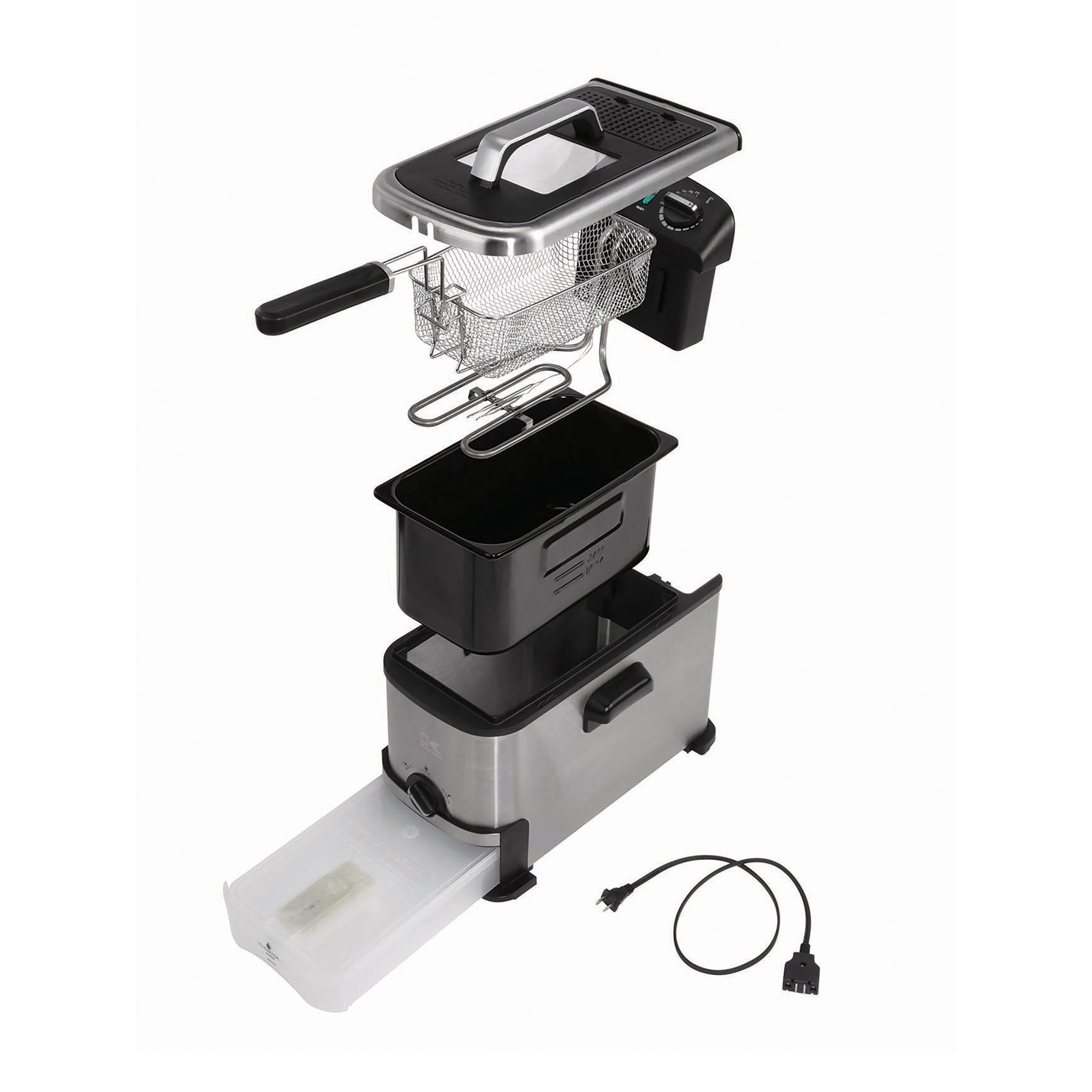 Kalorik 3.2 Quart Deep Fryer with Oil Filtration, Stainless Steel