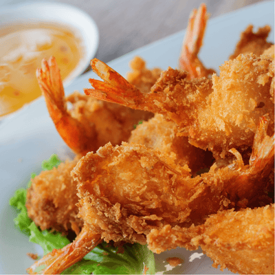 AIR FRYER DOUBLE-COCONUT SHRIMP with SPICY APRICOT SAUCE