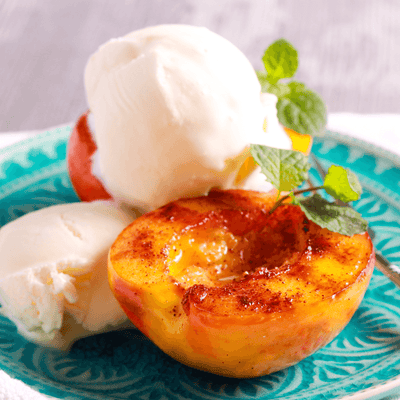 CINNAMON GRILLED PEACHES with RICOTTA & HONEY
