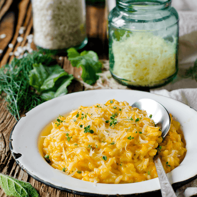 PUMPKIN RISOTTO with FRIED SAGE