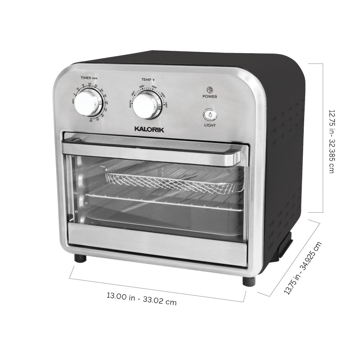 Kalorik 12 Quart Air Fryer Oven, Black and Stainless Steel
