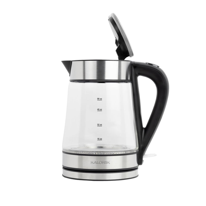 Kalorik 1.7 L Rapid Boil Electric Kettle with Blue LED, Stainless Steel