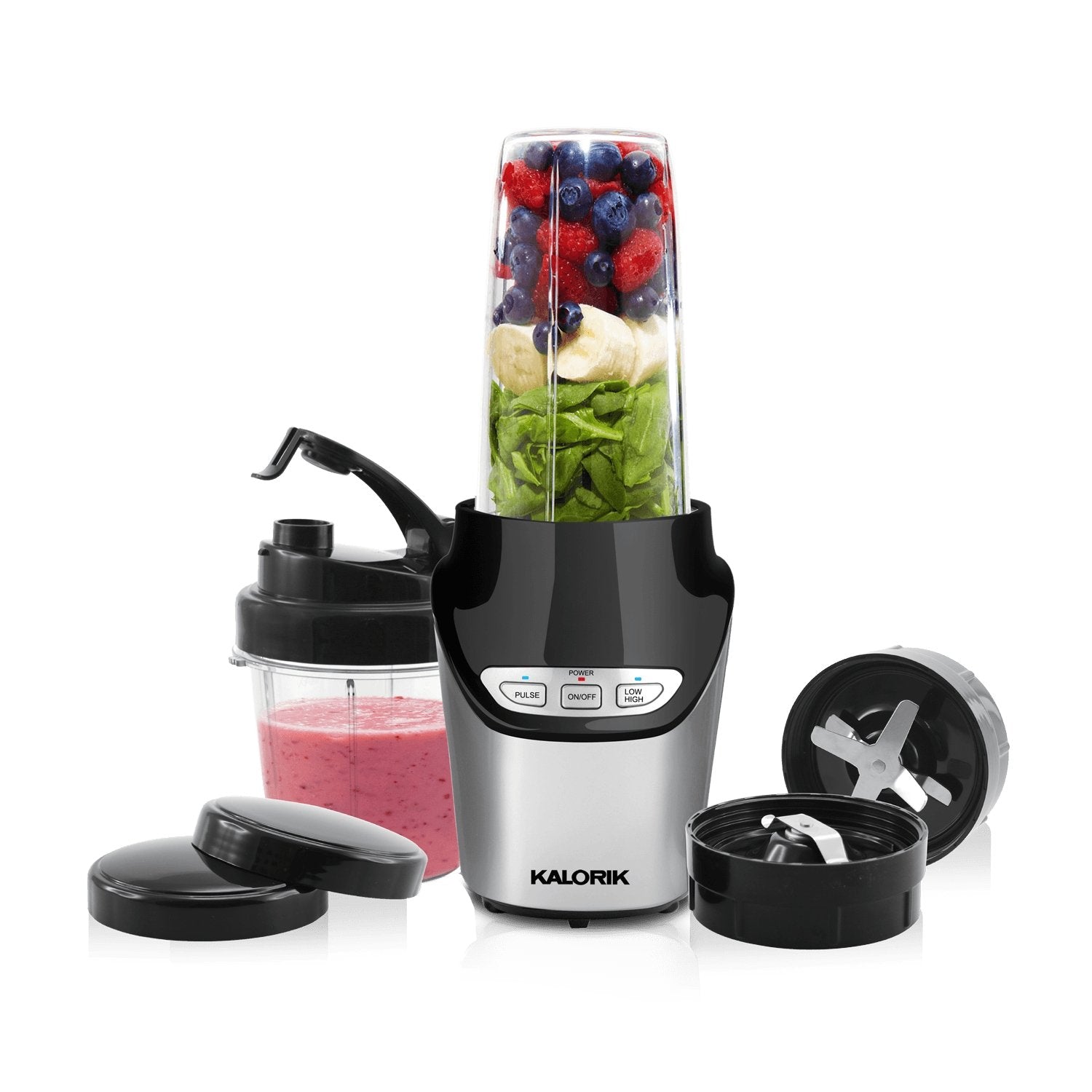 Kalorik 8-Piece Nutrition Blender Set, Black and Silver