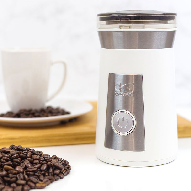 Kalorik Coffee and Spice Grinder, White and Stainless Steel