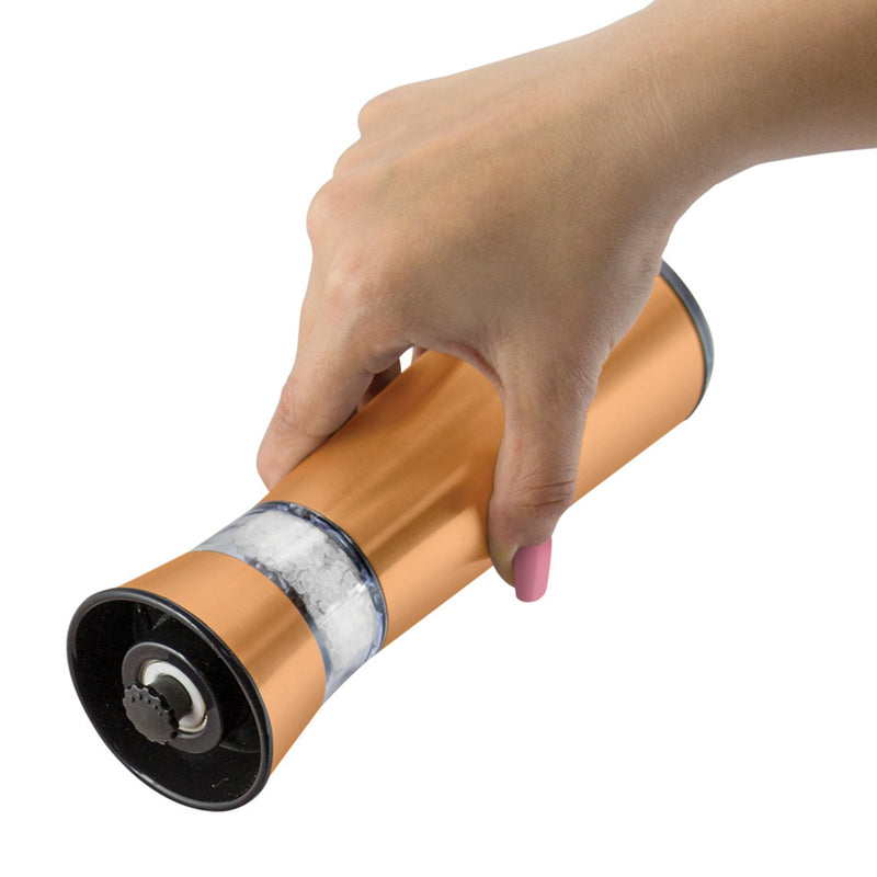 Kalorik Rechargeable Gravity Salt and Pepper Grinder Set, Copper