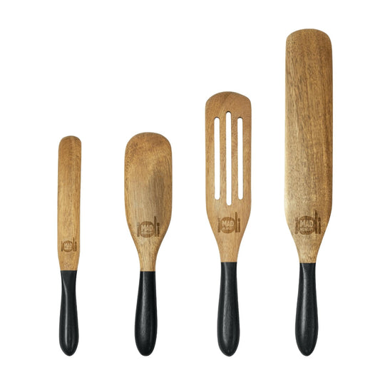 Mad Hungry As Seen on TV 4-Piece Acacia Wood Spurtle Set, Black