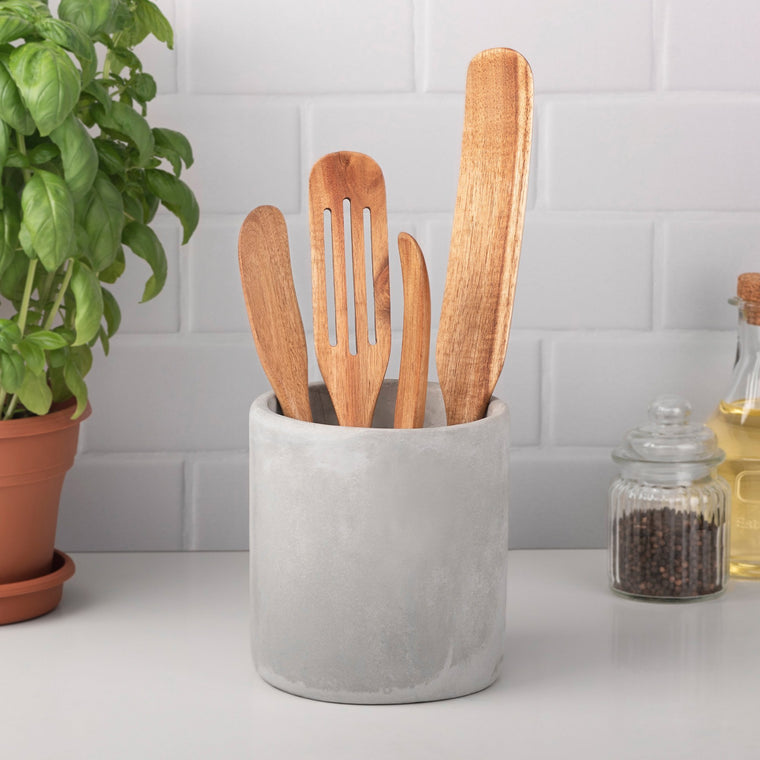 Mad Hungry As Seen on TV 4-Piece Acacia Wood Spurtle Set, Black